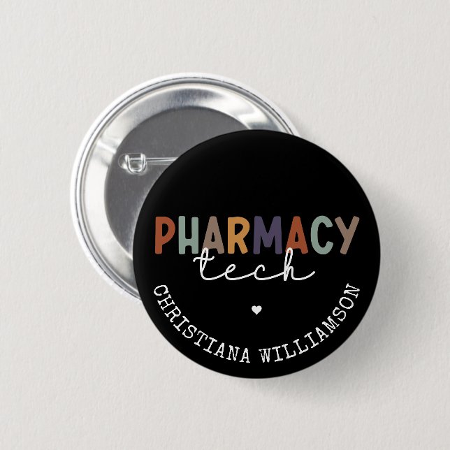 Badge Rond 5 Cm Technicien en pharmacie sur mesure (Devant & derrière)