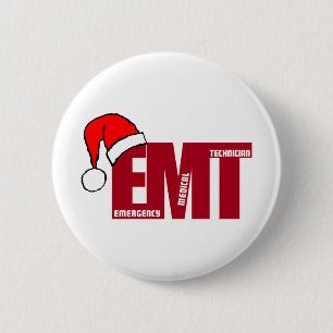 Badge Rond 5 Cm TECHNICIEN MÉDICAL de SECOURS de Père Noël EMT de