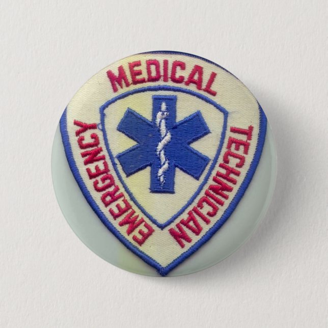 BADGE ROND 5 CM TECHNICIEN MÉDICALE EMT DE SECOURS (Devant)