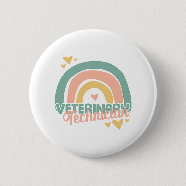 Badge Rond 5 Cm Technicien vétérinaire Vet Tech (Devant)
