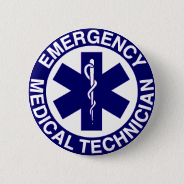 BADGE ROND 5 CM TECHNICIENS MÉDICALE EMT DE SECOURS (Devant)