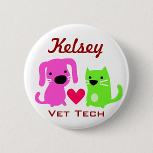 Badge Rond 5 Cm Technologie de chat de chien et de vétérinaire d