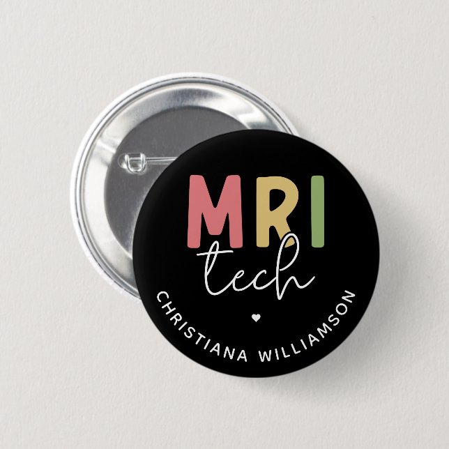 Badge Rond 5 Cm Technologie IRM de nom personnalisé | Cadeaux de t (Devant & derrière)