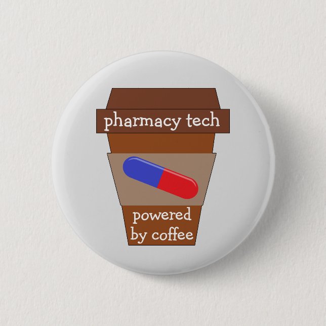 Badge Rond 5 Cm Technologie Pharmaceutique Alimentée Par Café (Devant)