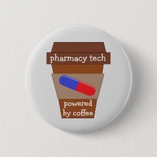 Badge Rond 5 Cm Technologie Pharmaceutique Alimentée Par Café