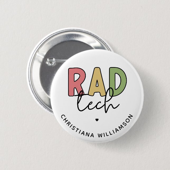 Badge Rond 5 Cm Technologue radiologique sur mesure Rad Tech Radio (Devant & derrière)