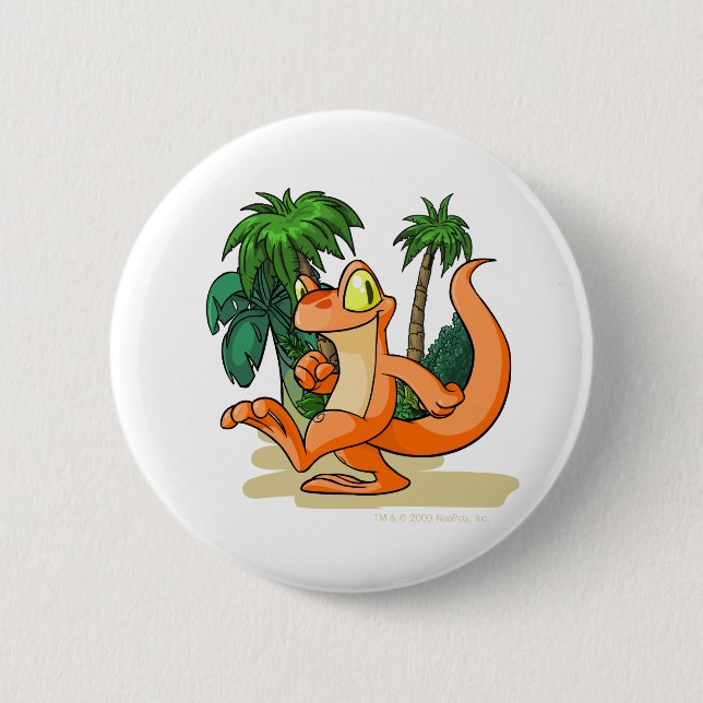 Badge Rond 5 Cm Techo orange sur une recherche d'île de mystère (Devant)