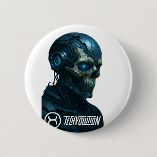 BADGE ROND 5 CM TECHVOLUTION - CYBORG SKULL