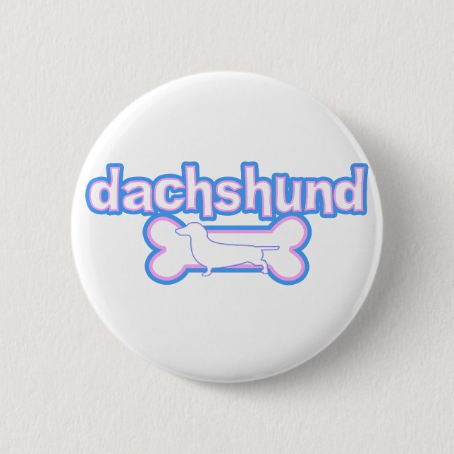 Badge Rond 5 Cm Teckel rose et bleu (Devant)