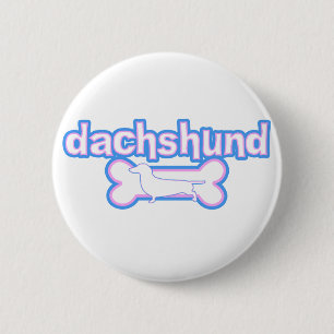 Badge Rond 5 Cm Teckel rose et bleu