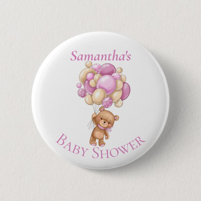 Badge Rond 5 Cm Teddy Bear Adventure Baby shower de ballons (Devant)