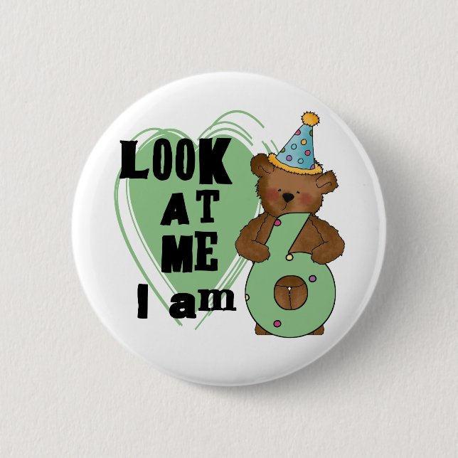 Badge Rond 5 Cm Teddy Bear I'm 6 Anniversaire T-shirts et cadeaux (Devant)