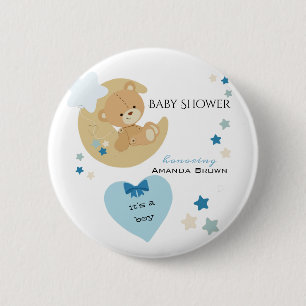 Badge Rond 5 Cm Teddy Bear Love Baby Boy Douche  