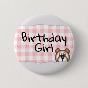 Badge Rond 5 Cm Teddy Bear Peekaboo fille anniversaire