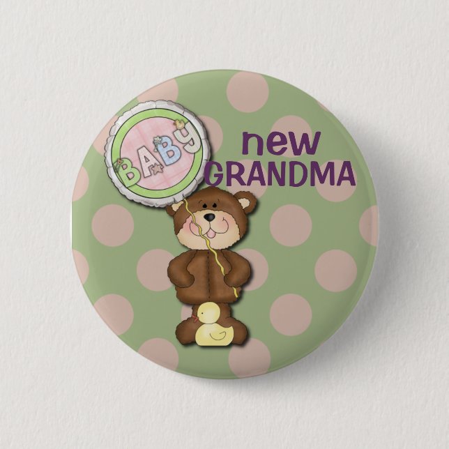 Badge Rond 5 Cm Teddy Bear Pink and Green (Devant)
