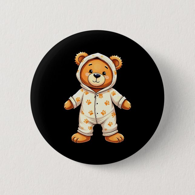Badge Rond 5 Cm Teddy Bear Wearing Pajamas  (Devant)