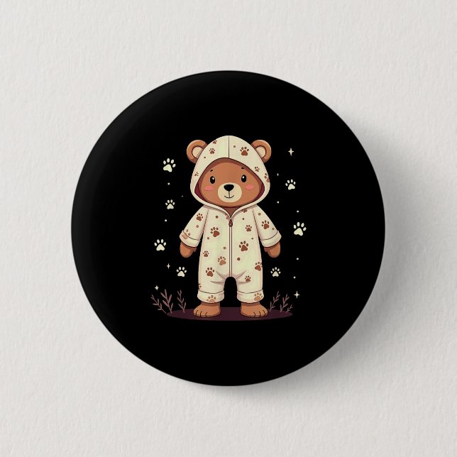 Badge Rond 5 Cm Teddy Bear Wearing Pajamas  (Devant)