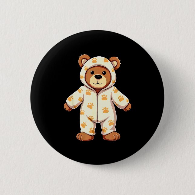 Badge Rond 5 Cm Teddy Bear Wearing Pajamas  (Devant)