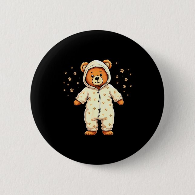 Badge Rond 5 Cm Teddy Bear Wearing Pajamas  (Devant)