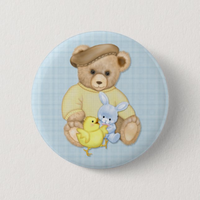 Badge Rond 5 Cm Teddy Boy Pâques (Devant)