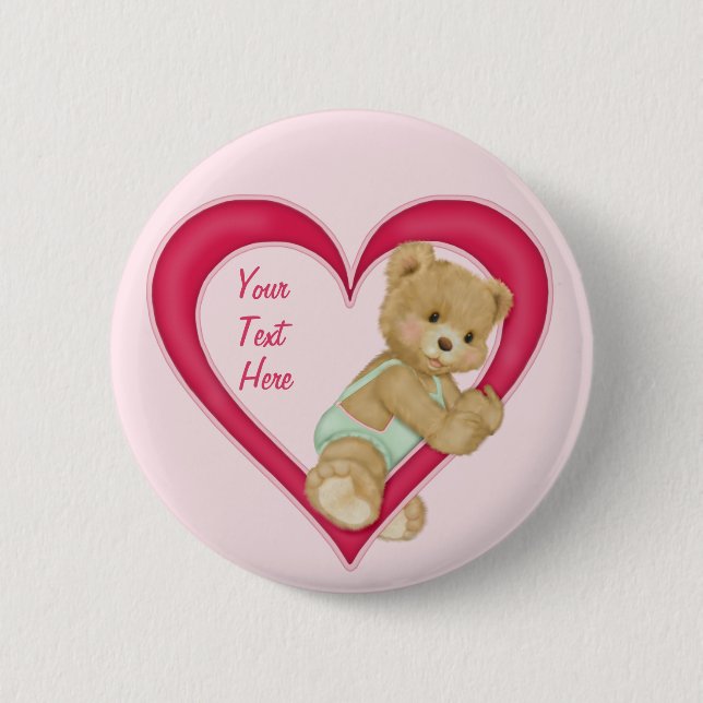 Badge Rond 5 Cm Teddy Heart - Personnaliser (Devant)