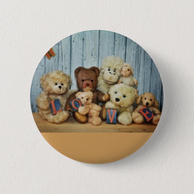 Badge Rond 5 Cm Teddy mit Freunde (Devant)