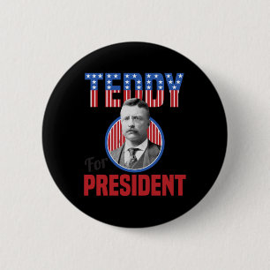 Badge Rond 5 Cm Teddy Roosevelt Pour Président Bull Moose Théodore