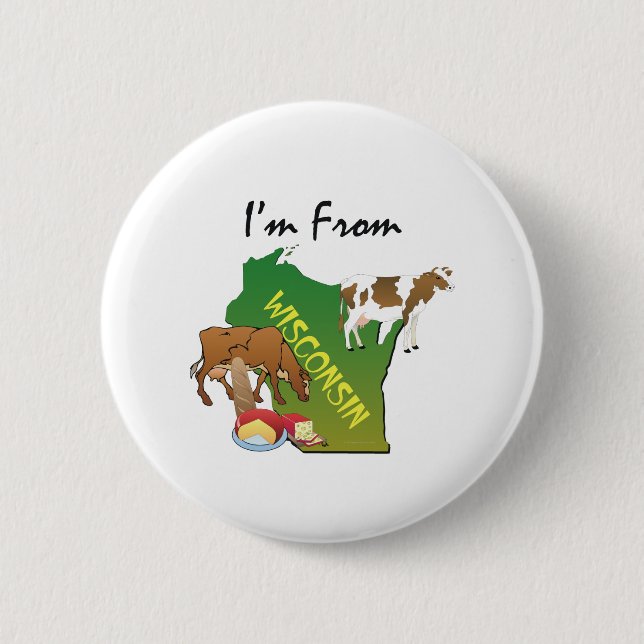 Badge Rond 5 Cm TEE I'm From Wisconsin (Devant)
