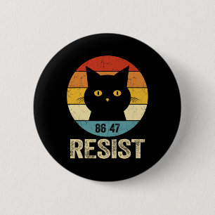 Badge Rond 5 Cm Tee-shirt Résister Anti Trump Rétro Chat Résister 