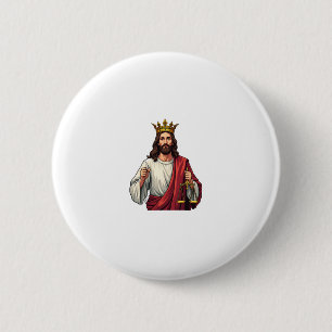Badge Rond 5 Cm Tee-shirt vintage gravure Jésus couronné de justic