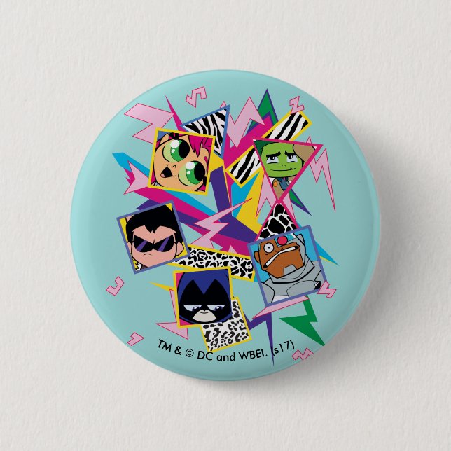 Badge Rond 5 Cm Teen Titans Go! | Retro 90's Group Collage (Devant)