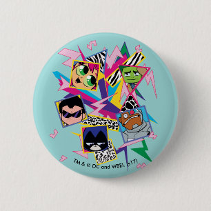 Badge Rond 5 Cm Teen Titans Go!   Retro 90's Group Collage