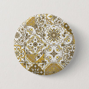 Badge Rond 5 Cm Teintes méditerranéennes/ Azulejos