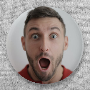 Badge Rond 5 Cm Téléchargement de la photo Selfie   Votre Fun Face