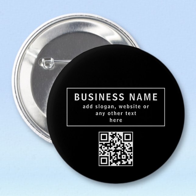 Badge Rond 5 Cm Télécharger le code QR ou le logo | Noir moderne (Créateur téléchargé)