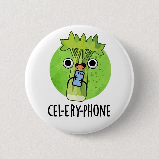 Badge Rond 5 Cm Téléphone Funny Celery Veggie Pun (Devant)
