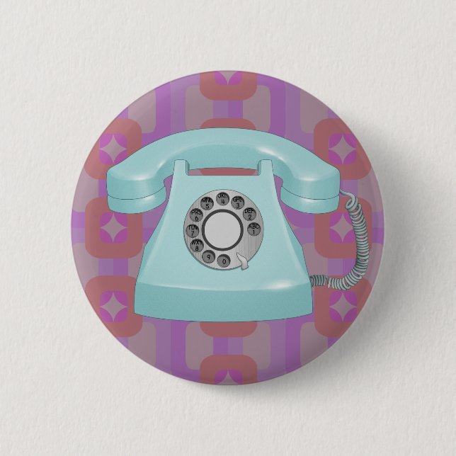 Badge Rond 5 Cm Téléphone Rétro à Cadran (Devant)