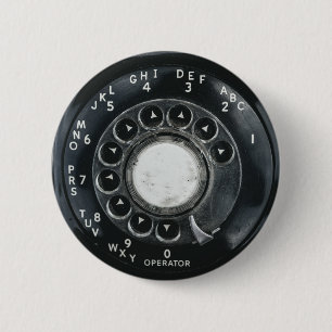Badge Rond 5 Cm Téléphone rotatoire vintage