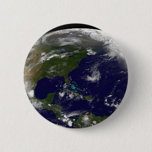 Badge Rond 5 Cm Tempêtes Tropicales Sur La Planète Terre.