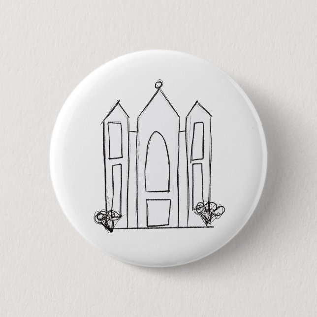 Badge Rond 5 Cm Temple mormon simple moderne LDS Salt Lake City  (Devant)
