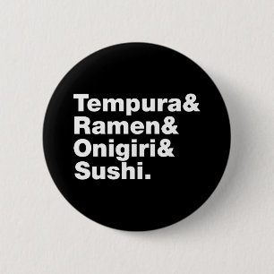 Badge Rond 5 Cm Tempura & Ramen & Onigiri & Sushi.