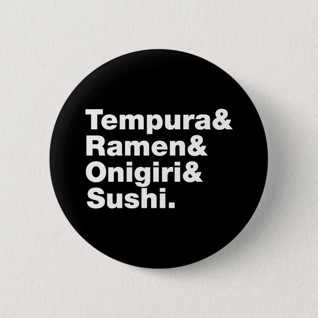 Badge Rond 5 Cm Tempura & Ramen & Onigiri & Sushi. (Devant)