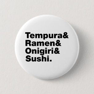 Badge Rond 5 Cm Tempura & Ramen & Onigiri & Sushi.