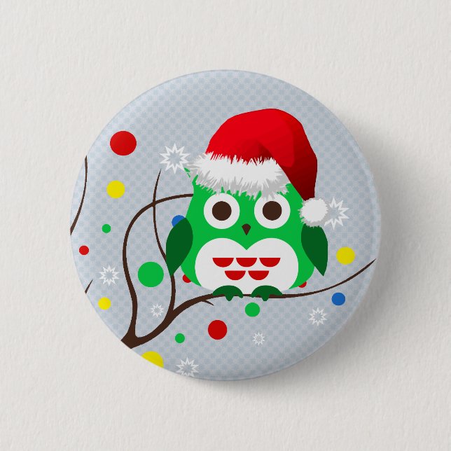 Badge Rond 5 Cm Tendance de la chouette de Noël (Devant)