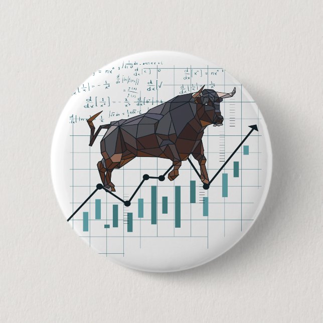 Badge Rond 5 Cm Tendance haussière du marché boursier (Devant)
