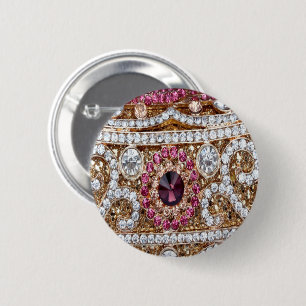 Badge Rond 5 Cm tendance or argent élégant bordeaux rose bohème