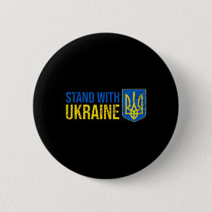 Badge Rond 5 Cm Tenez-vous avec le drapeau ukrainien Armoiries Ukr