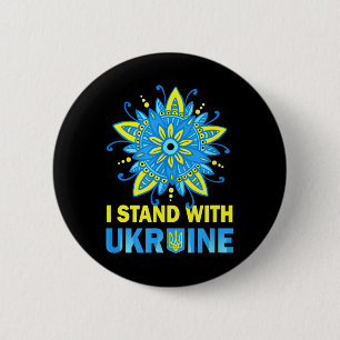 Badge Rond 5 Cm Tenez-Vous Avec L'Ukraine Drapeau Anti-Poutine Non