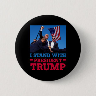 Badge Rond 5 Cm Tenez-Vous Contre Le Président Trump Après Les Tir