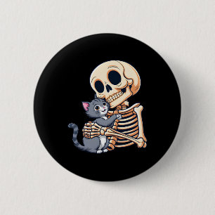 Badge Rond 5 Cm Tenir Un Chat Cute Halloween Costume Crâne Chat